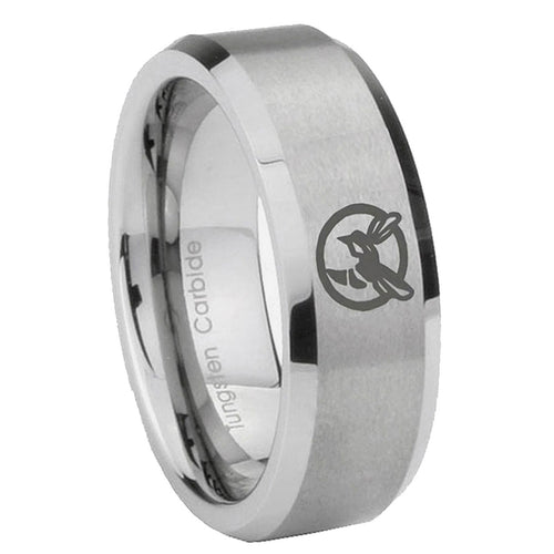 10mm Honey Bee Beveled Edges Matte Grey Tungsten Carbide Men's Band Ring