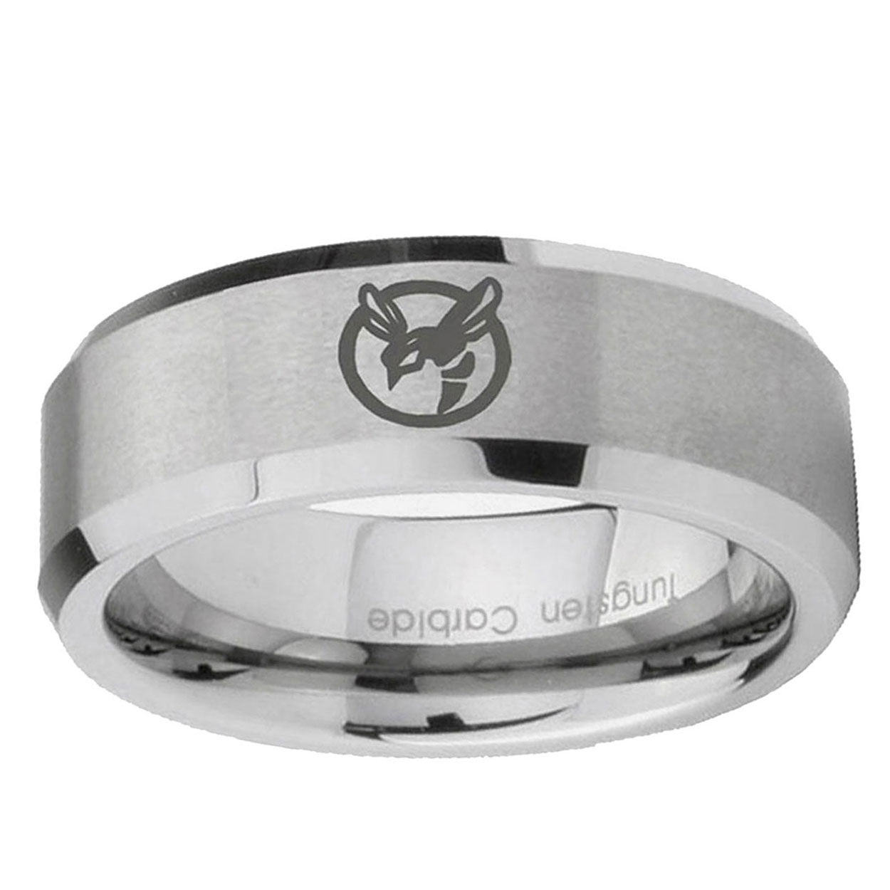 6MM Honey Bee Beveled Brushed Gray Tungsten Ring For Man