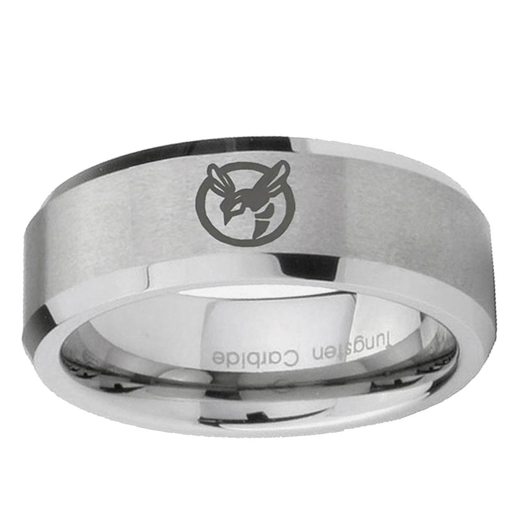 10mm Honey Bee Beveled Edge Matte Grey Tungsten Ring