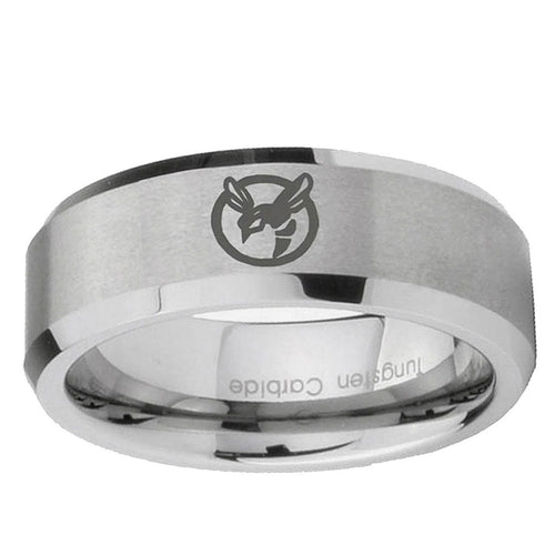 10mm Honey Bee Beveled Edge Matte Grey Tungsten Ring