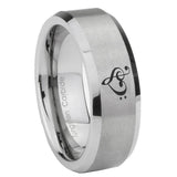 10mm Music & Heart Beveled Edges Matte Grey Tungsten Carbide Mens Anniversary Ring