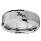 8mm-Horse-Beveled-Edges-Silver-Tungsten-Carbide-Anniversary-Ring