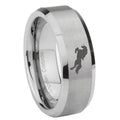 8MM Horse Beveled Brushed Gray Tungsten Engrave Man Ring