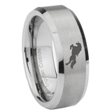 10mm Horse Beveled Edges Matte Grey Tungsten Carbide Mens Wedding Band