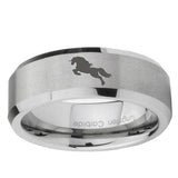 10mm Horse Beveled Edge Matte Grey Tungsten Ring