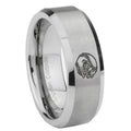 8MM Angry Baseball Beveled Brushed Gray Tungsten Wedding Band