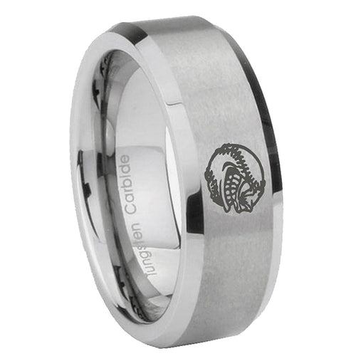 10mm Angry Baseball Beveled Edges Matte Grey Tungsten Wedding Engagement Ring