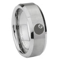 8MM 8 Ball Beveled Brushed Gray Tungsten Ring Men