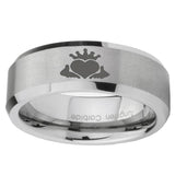 10mm-Claddagh-Design-Beveled-Edges-Matte-Grey-Tungsten-Carbide-Mens-Promise-Ring