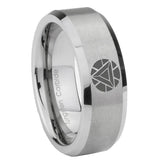 6, 8mm Iron Man Art Reactor Beveled Edge Brushed Grey Mens Engraved Rings