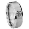 8MM Iron Man Art Beveled Brushed Gray Tungsten Ring For Man