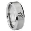10mm Kanji Faith Beveled Edges Matte Grey Tungsten Carbide Bands Ring