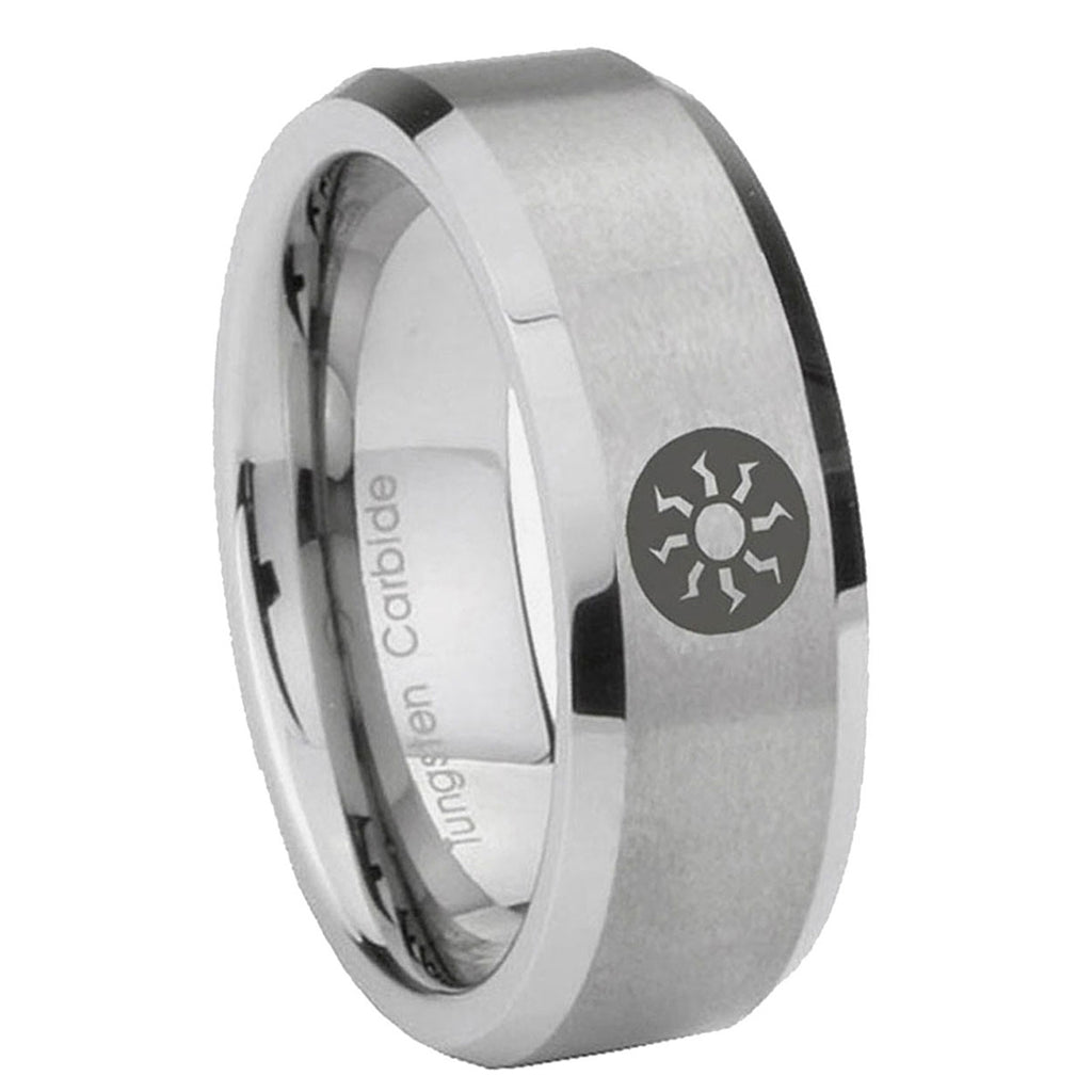 8MM Magic The Gathering Beveled Brushed Gray Tungsten Band