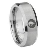 8mm Magic Gathering Beveled Edge Brushed Grey Tungsten Wedding Band Ring