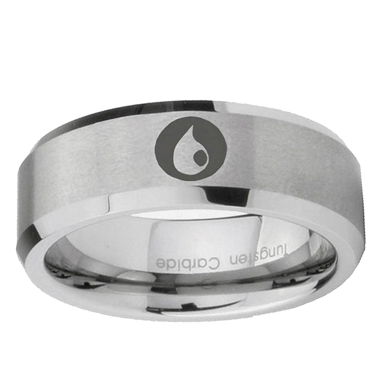 6MM Magic Gathering Beveled Brushed Gray Tungsten Men And Women Ring