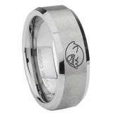 10mm-Mario-Boo-Ghost-Beveled-Edges-Matte-Grey-Tungsten-Carbide-Men's-Ring