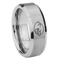 8MM Mario Boo Ghost Beveled Gray Tungsten Engrave Man Ring