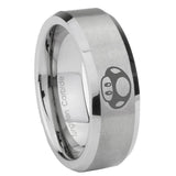 10mm-Mario-Mushroom-Beveled-Edges-Matte-Grey-Tungsten-Wedding-Engraving-Ring