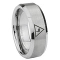 8MM Masonic Yod Beveled Brushed Gray Tungsten Promise Ring Guys