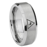 10mm Masonic Yod Beveled Edges Matte Grey Tungsten Carbide Engagement Ring