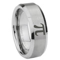 8MM Math Pi Beveled Brushed Gray Tungsten Men And Women Ring