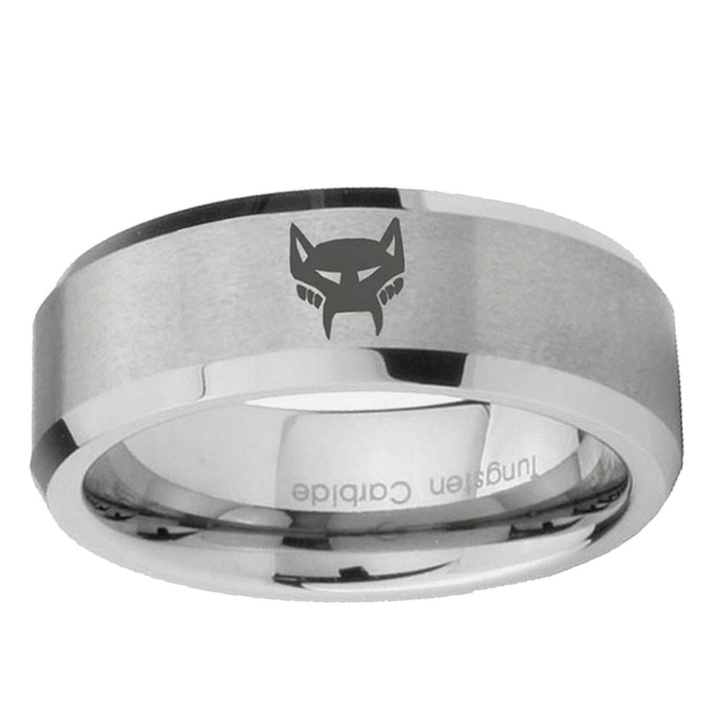 6MM Maximal Beveled Brushed Gray Tungsten Promise Ring Guys