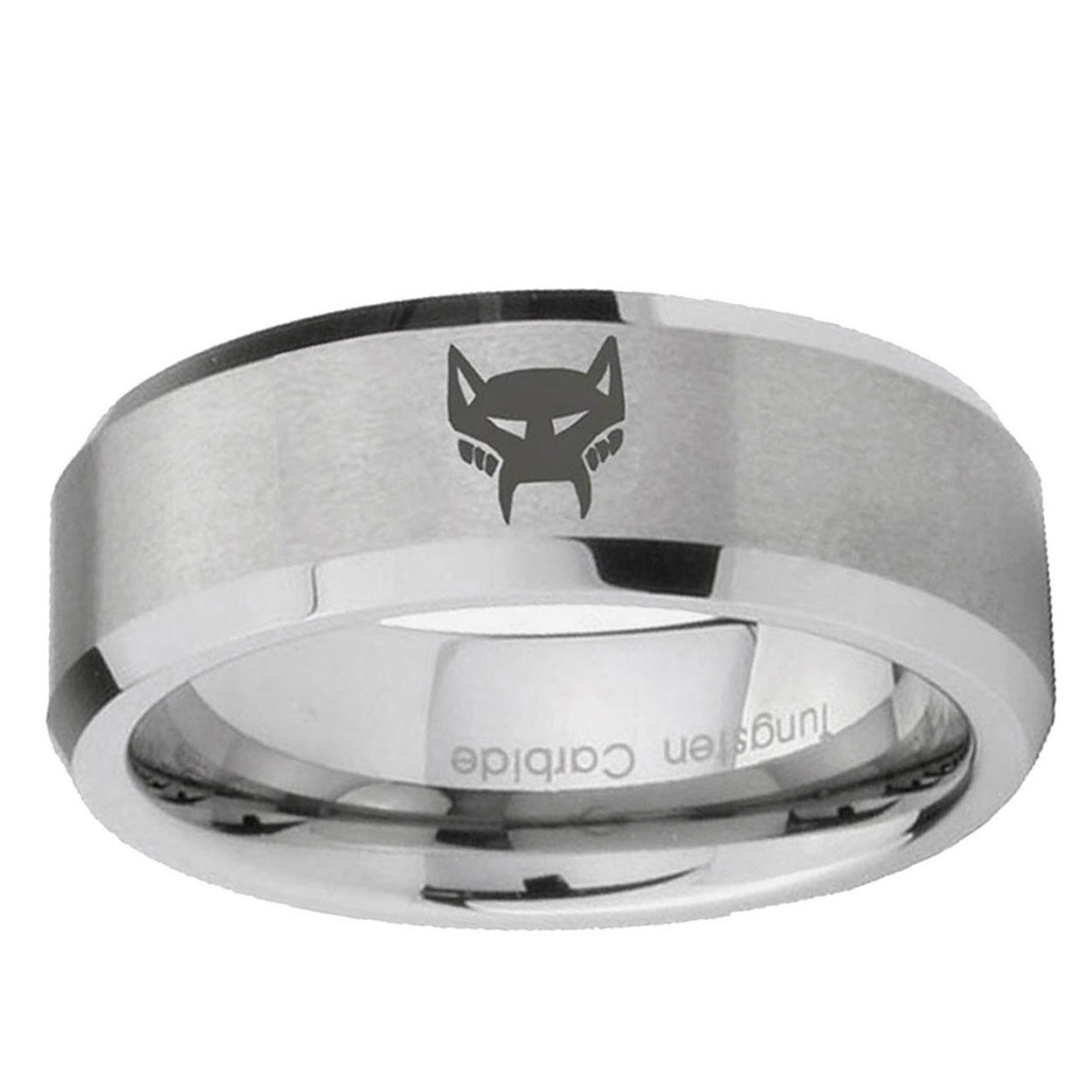 6MM Maximal Beveled Brushed Gray Tungsten Promise Ring Guys