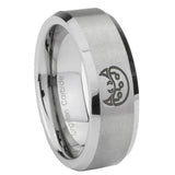 8mm Metroid Beveled Edge Brushed Grey Tungsten Mens Engagement Band