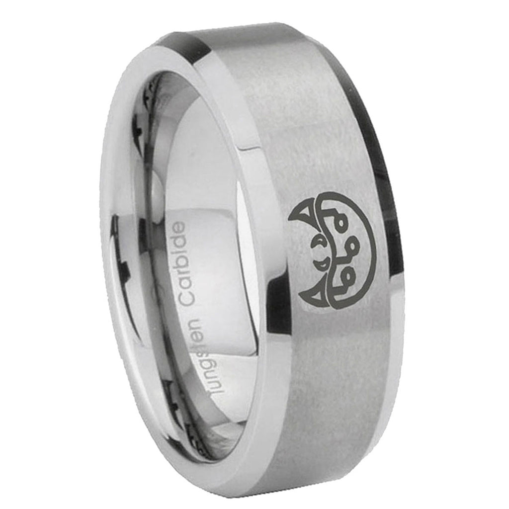 10mm Metroid Beveled Edges Matte Grey Tungsten Carbide Wedding Engagement Ring