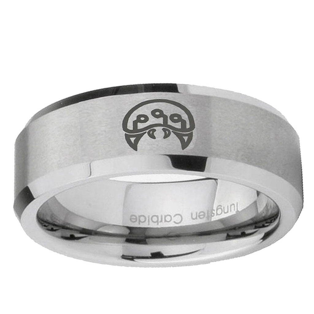10mm Metroid Beveled Edge Matte Grey Tungsten Ring