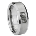 10mm Mountain Dew Beveled Edges Matte Grey Tungsten Carbide Wedding Band Mens