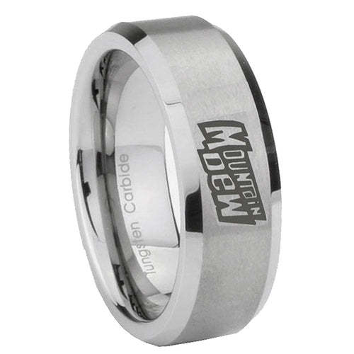 10mm Mountain Dew Beveled Edges Matte Grey Tungsten Carbide Wedding Band Mens