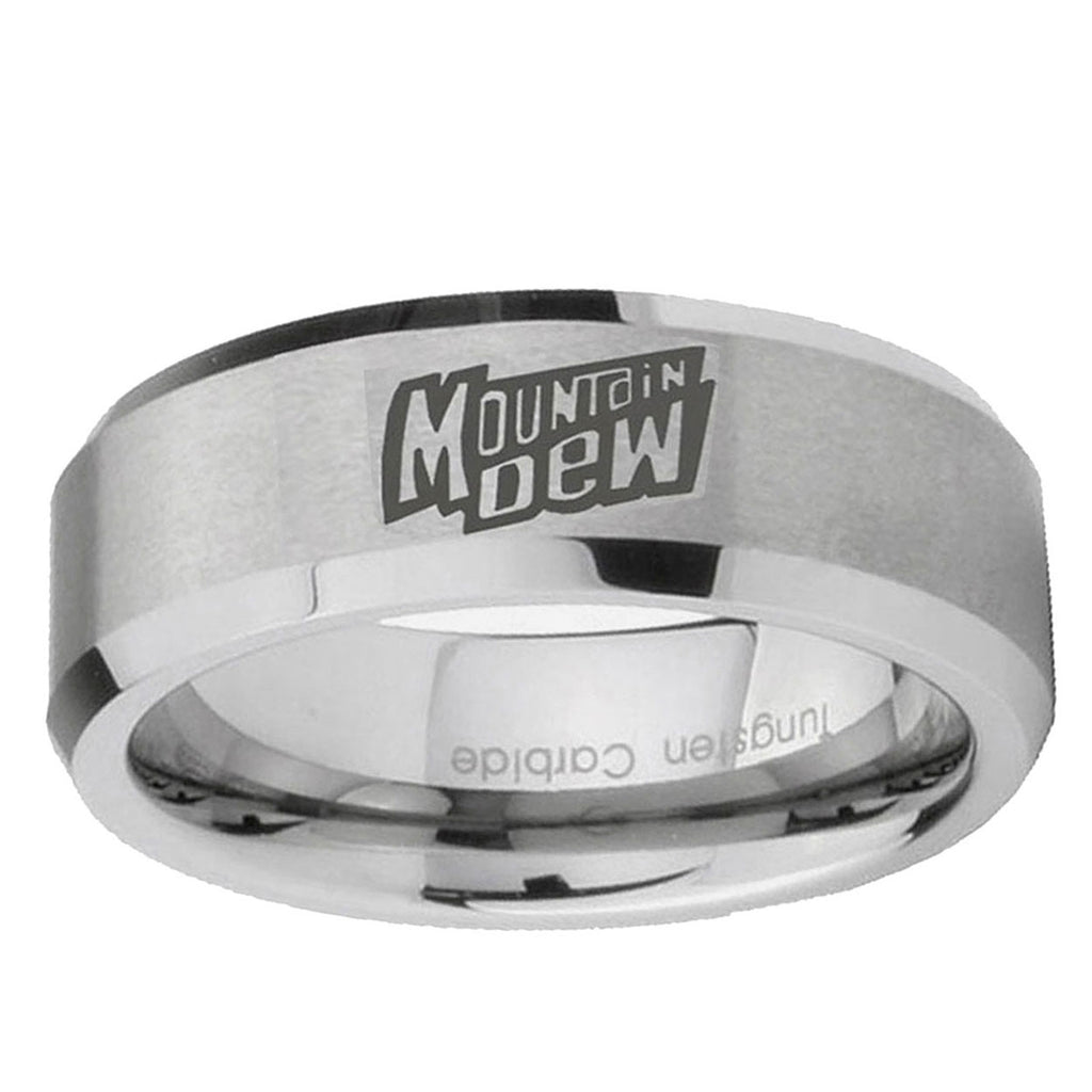 6MM Mountain Dew Beveled Brushed Gray Tungsten Comfort Fit Ring
