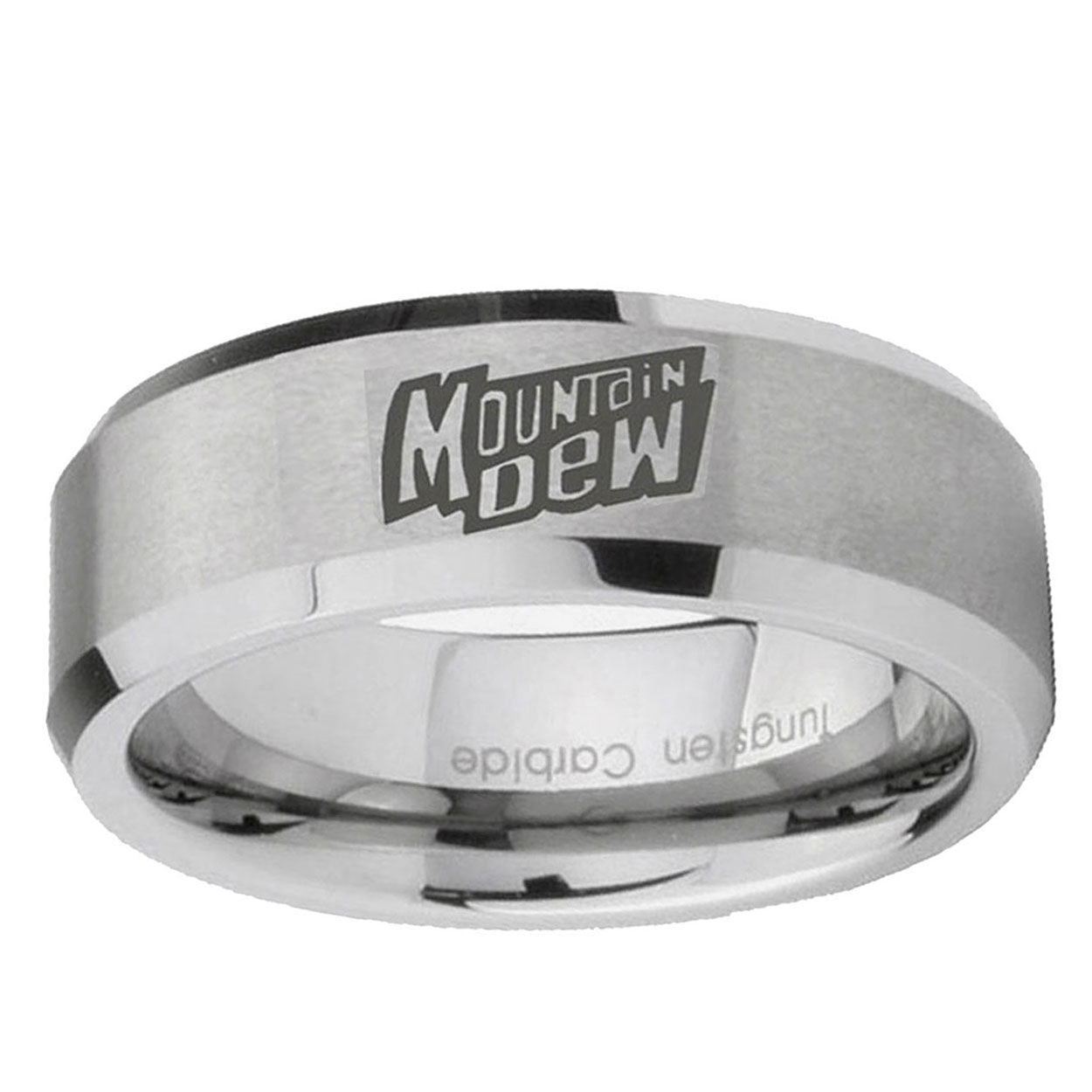 6MM Mountain Dew Beveled Brushed Gray Tungsten Comfort Fit Ring