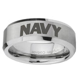 8mm-Navy-Beveled-Edges-Silver-Tungsten-Carbide-Wedding-Band-Ring