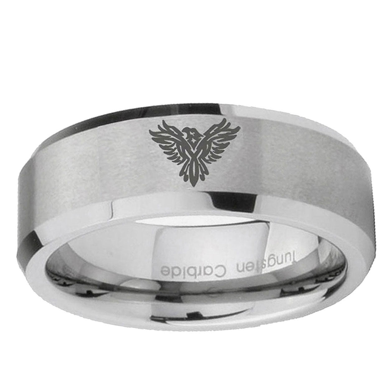 10mm Phoenix Beveled Edge Matte GreyTungsten Ring