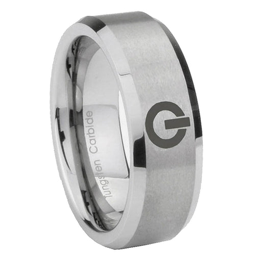 10mm Power Beveled Edges Matte Grey Tungsten Carbide Wedding Band Ring