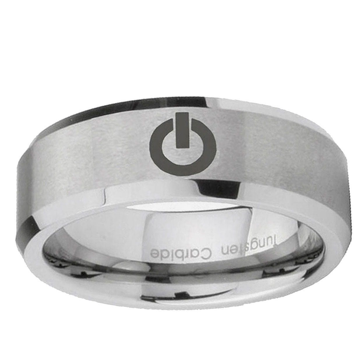 10mm Power Beveled Edge Matte Grey Tungsten Ring