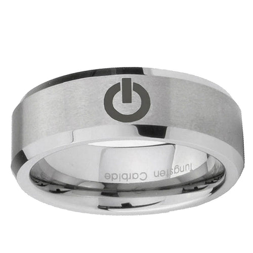 10mm Power Beveled Edge Matte Grey Tungsten Ring