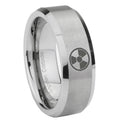 8MM Radiation Beveled Brushed Gray Tungsten Ring For Him