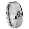 8MM Resident Evil Beveled Brushed Gray Tungsten Men's Wedding Band
