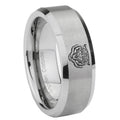 8MM Lion Beveled Brushed Gray Tungsten Mens Wedding Ring