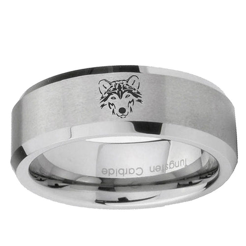 10mm Wolf Beveled Edge Matte Grey Tungsten Ring