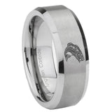 10mm Fishing Beveled Edges Matte Grey Tungsten Carbide Mens Ring Engraved