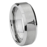 10mm-Medical-Symbol-Beveled-Edges-Matte-Grey-Tungsten-Carbide-Mens-Ring-Engraved