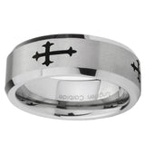 10mm-Christian-Cross-Religious-Beveled-Edges-Matte-Grey-Tungsten-Carbide-Mens-Ring-Engraved