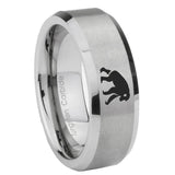 6, 8mm Chimpanzee Beveled Edge Brushed Grey Tungsten Mens Ring