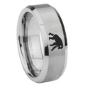 8MM Chimpanzee Beveled Gray Tungsten Promise Ring For Him