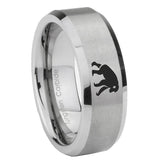 10mm Chimpanzee Beveled Edges Matte Grey Tungsten Carbide Mens Ring Engraved