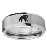 10mm Chimpanzee Beveled Edge Matte Grey Tungsten Ring